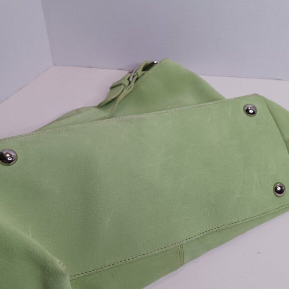 Vintage Express MCM Large Tote Light Green Suede Shoulder Bag - Picture 4 of 14
